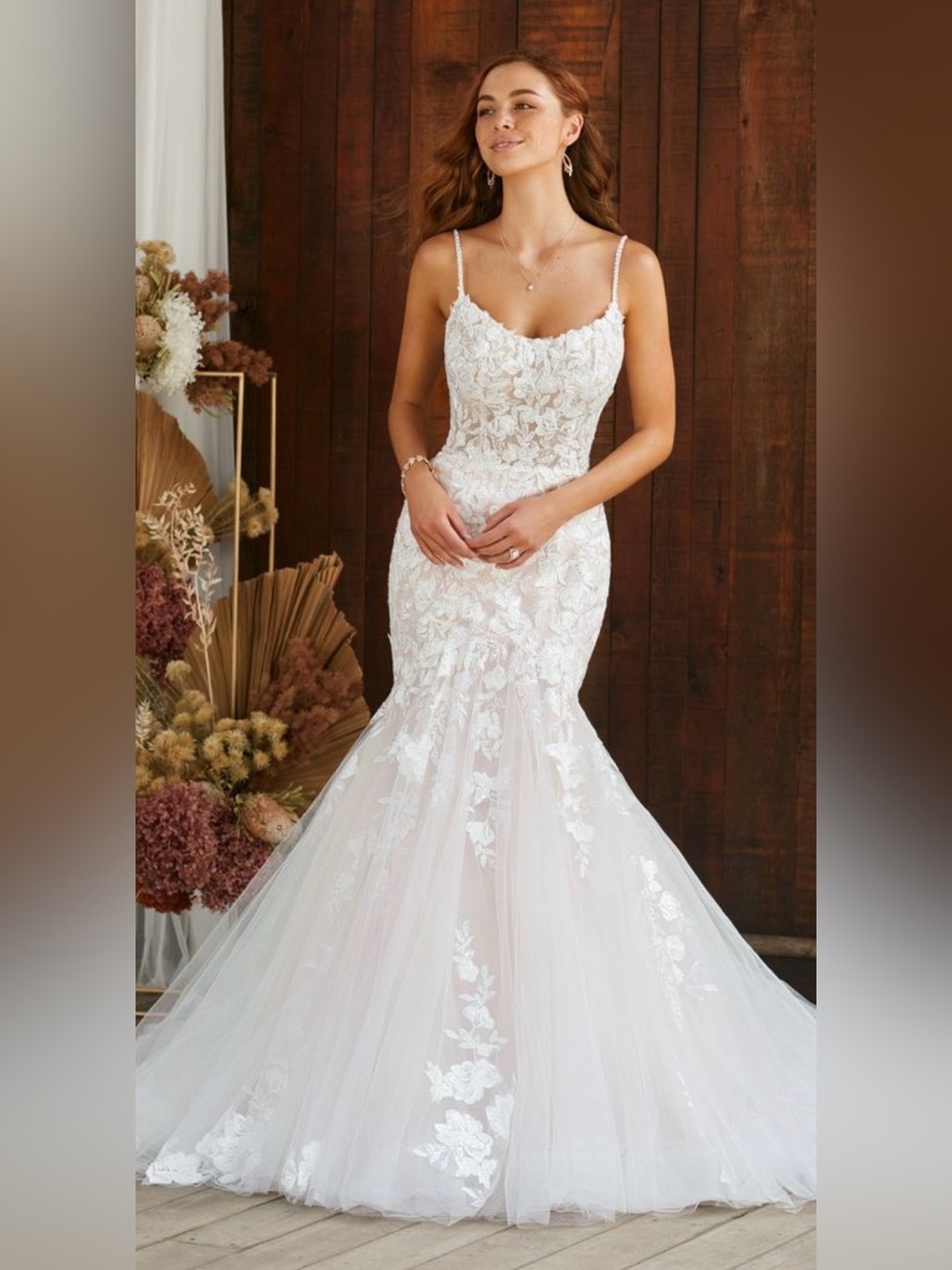 Sophia Tolli Y22274 Lace Mermaid Wedding Dress with Spaghetti Straps NWT sz 6